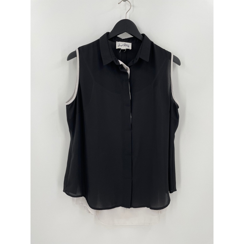 Joseph Ribkoff Layered Sleeveless Blouse Set Black White Collared Top Size 12